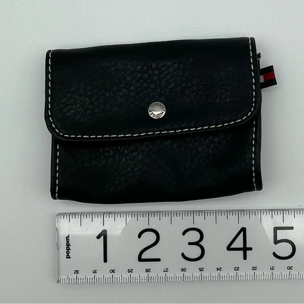 Tommy Hilfiger Black Pebbled Leather Wallet Coin Purse - Picture 3 of 8